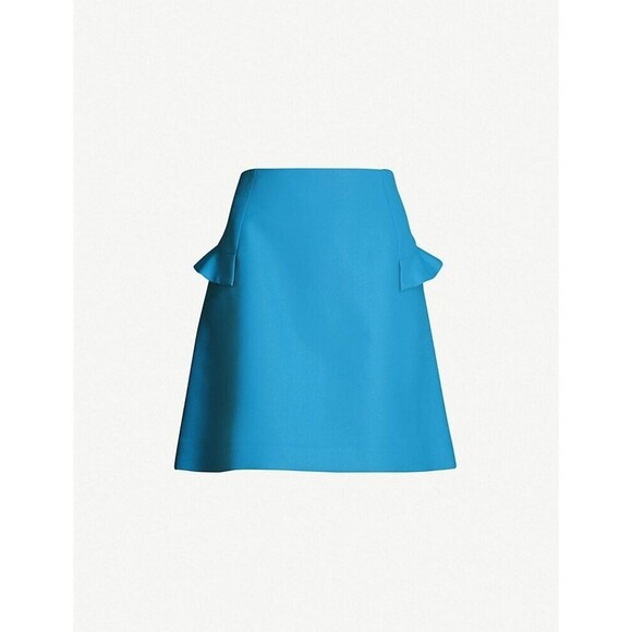 Sandro Size Small / 1 Oro Ruffled A-line Mini Skirt In Solid Blue - Picture 2 of 10